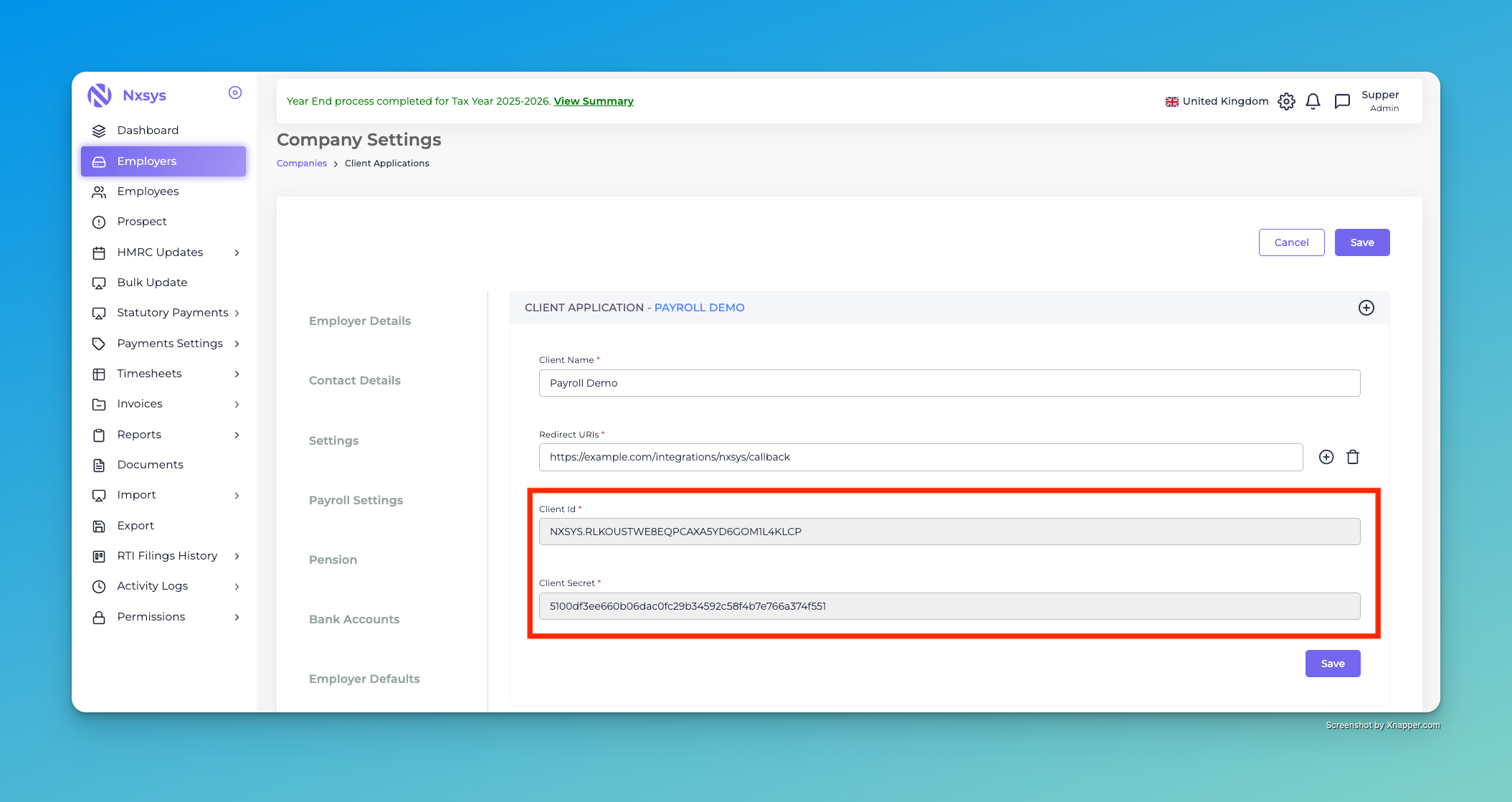 Copy the Client ID and Client Secret